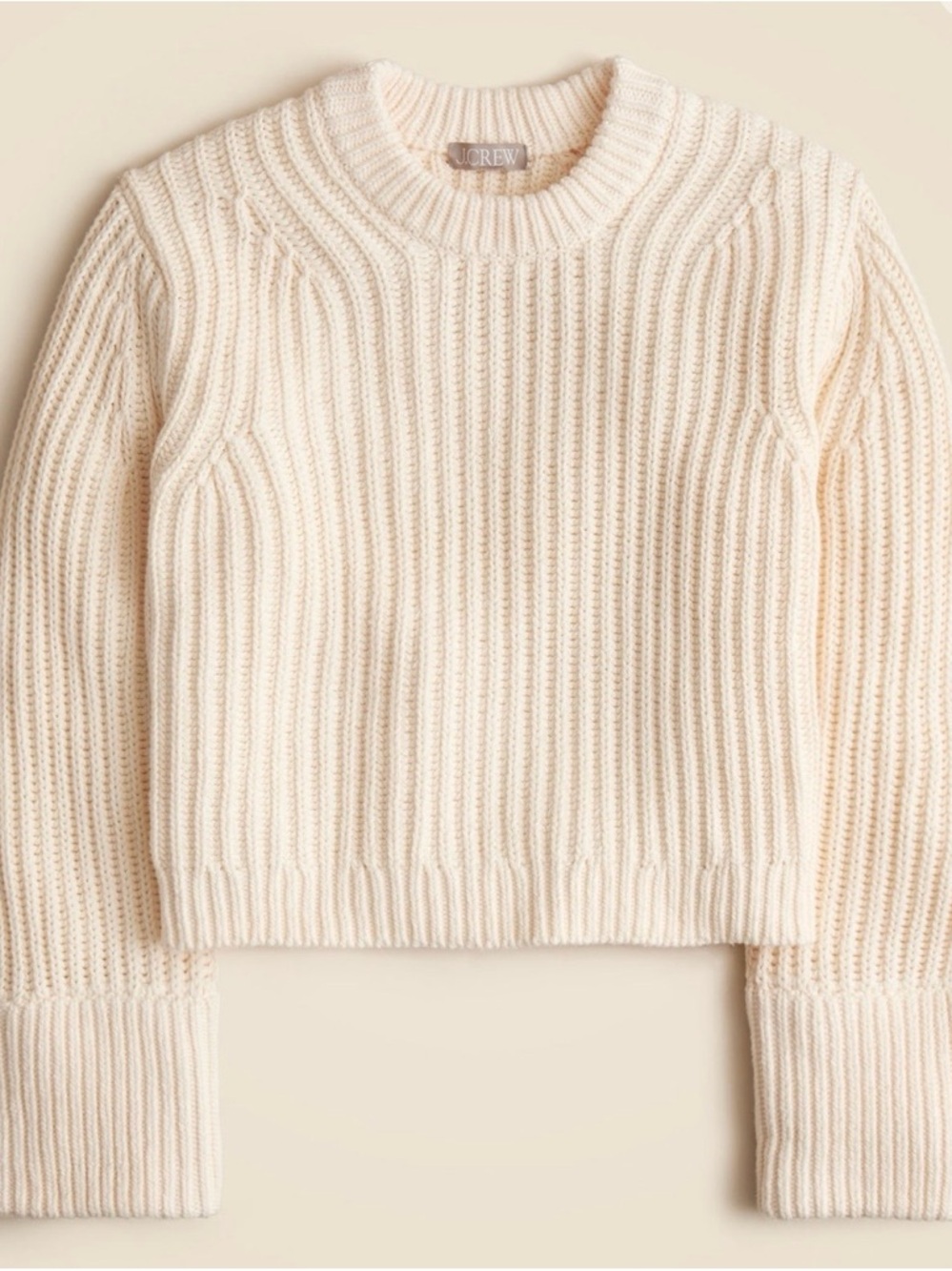 J. Crew Women’s Heritage Cotton Fisherman Crewneck Sweater - Antique White